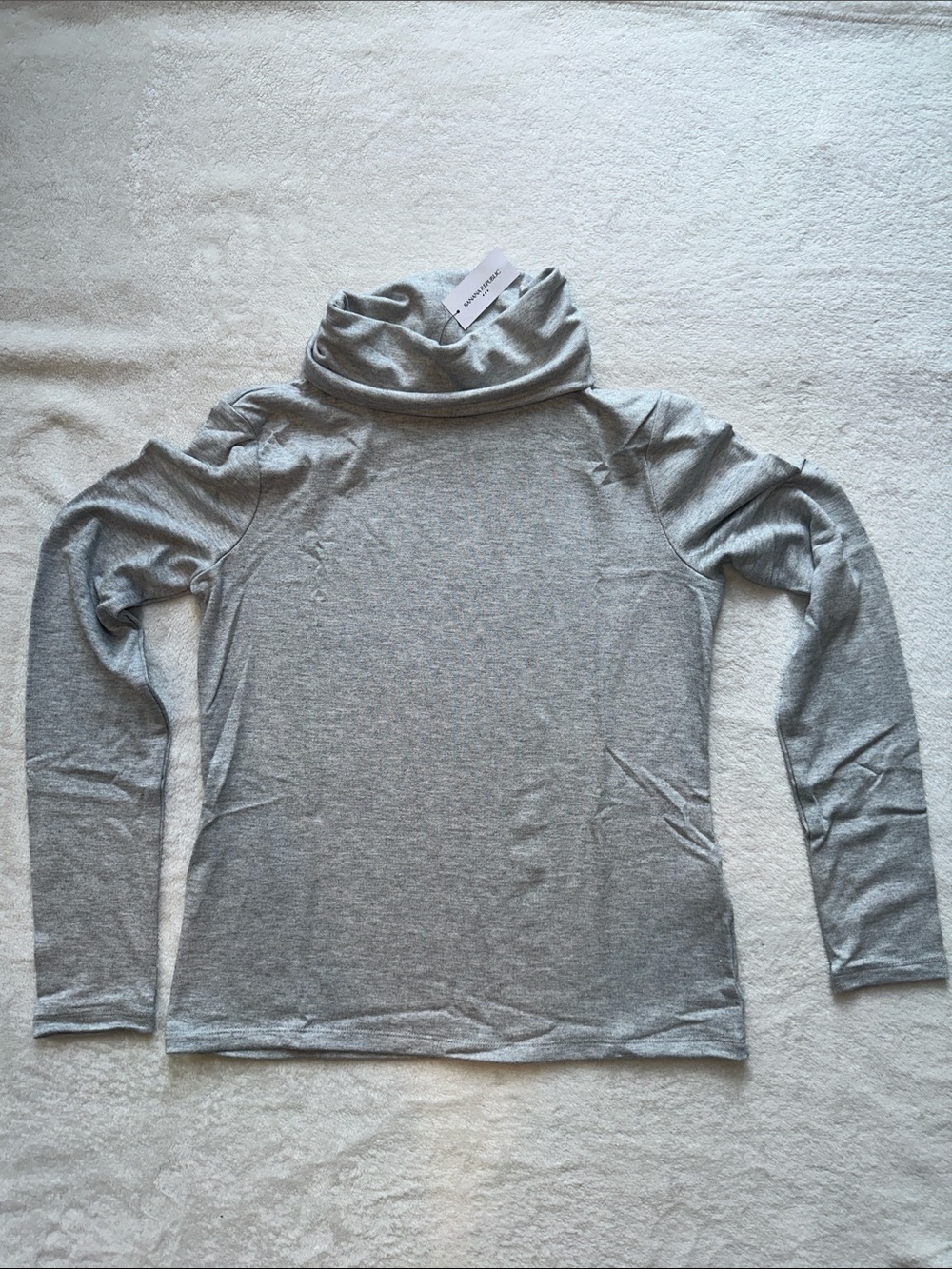 Banana Republic Soft Luxe Light Gray Medium Turtle Neck Long-Sleeve Top